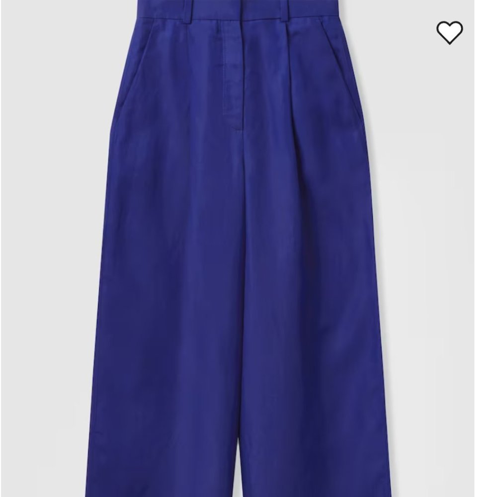 COS Bright Blue High-Waisted Wide-Leg Trousers